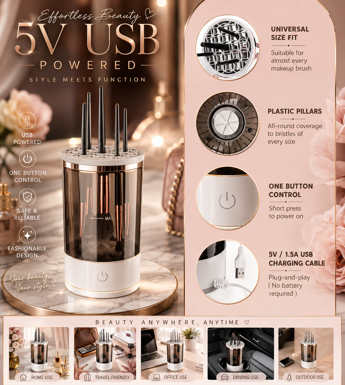 Portable Electric Makeup Brush Cleaner